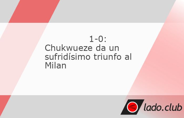 El Milan logró un sufriísimo triunfo ante el Udinese (1-0) que le sitúa provisionalmente en el segundo lugar de la Serie A, empatado con el Inter y a dos puntos del líder Nápoles antes de que los