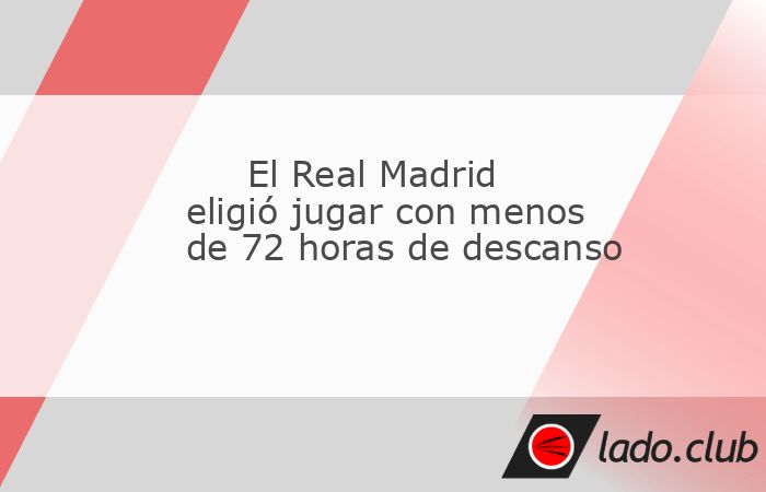 Carlo Ancelotti dejó claro que el Real Madrid no va a jugar un partido con menos de 72 horas de descanso. Pues tiene pinta que sí que lo va a hacer y, además, porque el propio club blanco lo eligi�