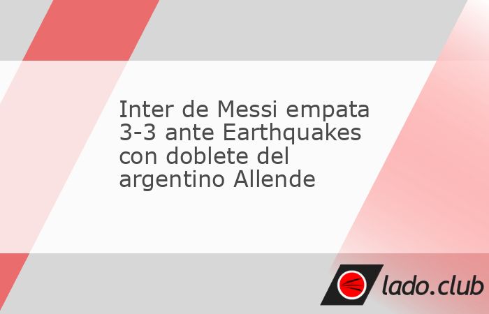 Con dos goles del argentino Tadeo Allende, el Inter Miami de Lionel Mesi empató 3-3 este miércoles en la cancha del San Jose Earthquakes en la decimotercera fecha de la liga norteamericana (MLS).Emp